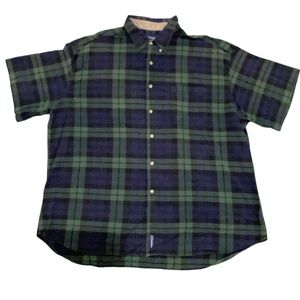 Catalina Men's Flannel Button Down Short Sleeve Plaid Shirt Blue Green Black 3XL